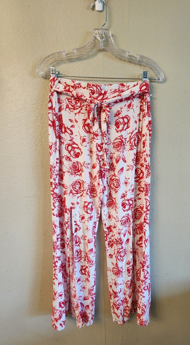 Dizzy Gal Rayon Dress Pants with Slits Women's SZ Medium Romantic Roses